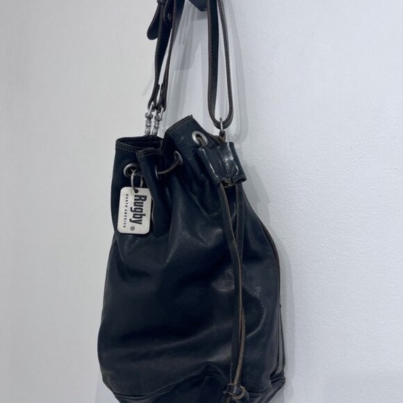 Vintage 90s Rugby NorthAmerica Luxury Thick bucket bag black - Picture 2 of 15
